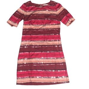 CHELSEA & VIOLET: Embellished Sequin Striped Short Sleeve Dress - Size medium